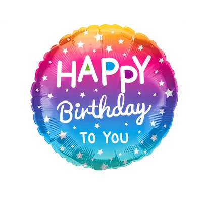 Szivárvány Happy Birthday fólia lufi – 45 cm