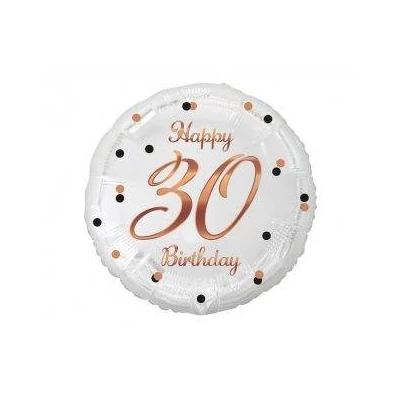 Happy birthday 30 feliratos fólia lufi  pöttyös  36 cm 