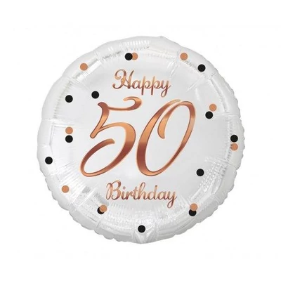 Happy birthday 50 feliratos fólia lufi  pöttyös  36 cm 