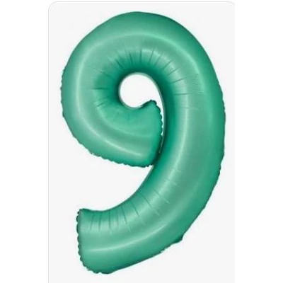 9 - es szám fólia lufi ,matt menta 76 cm 