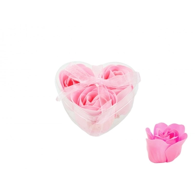 Szappanrózsa szett rózsaszín szív dobozban, 3 db