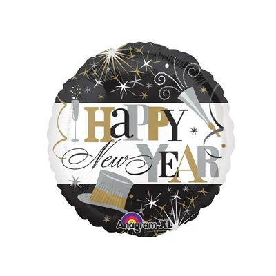 FÓLIA LUFI Happy New Year feliratos elegáns 45 cm