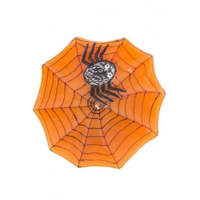 Halloween pókhálós gyertya pókkal 