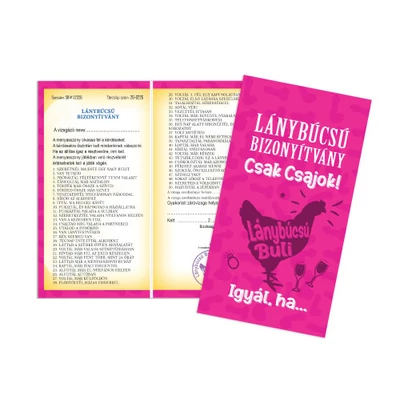 Vicces lánybúcsú bizonyítvány csak csajoknak 