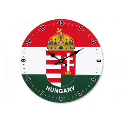 Magyar Címeres Falióra 30 cm – Magyar Zászló Színekkel