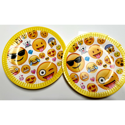 Emoji- smile papír tányér, 10 db