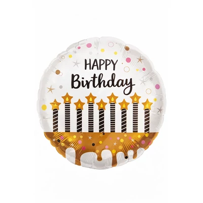Happy Birthday gyertyás torta fólia lufi 45 cm