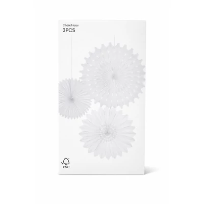 Fehér legyező szett, 3 db