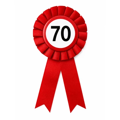 70-s sebességkorlátozó szülinapi parti kitüző, piros szalagos