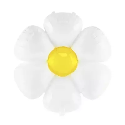 Fehér margaréta virág fólia lufi, 115 cm