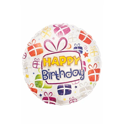 Happy Birthday ajándékos fólia lufi 45 cm