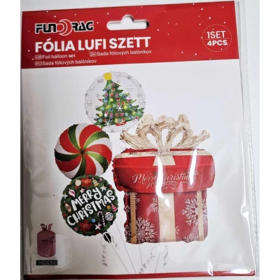 Merry christmas fólia lufi 4 db-os