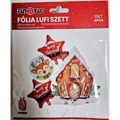 Mézeskalács házikó fólia lufi szett 4 db/cs