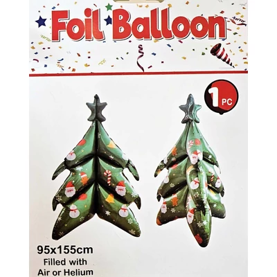 3 D karácsonyfa fólia lufi 95*155 cm