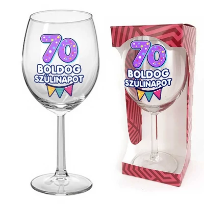 Boldog 70. Születésnapot boros pohár