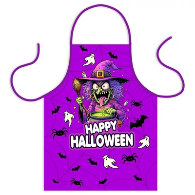 Happy Halloween boszorkány mintás - Halloween kötény