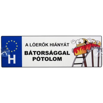 A lóerők hiányát bátorsággal pótolom-vicces rendszámtábla
