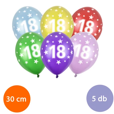 18-as színes latex lufi 5 db-os