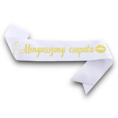 Fehér csillogó -Menyasszony csapata-vállszalag