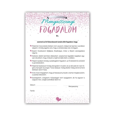  Menyasszonyi Fogadalom Lánybúcsús Ajándék Tábla