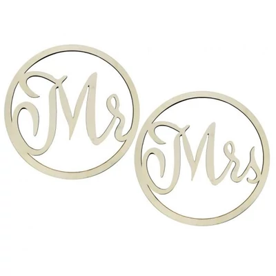 Mr & Mrs fa dekoráció, 2 db-os szett – 42 cm