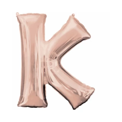 K betű fólia lufi, rose gold, 86 cm