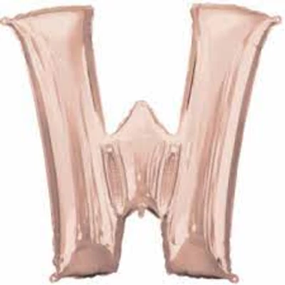 W  betű fólia lufi, rose gold, 86 cm