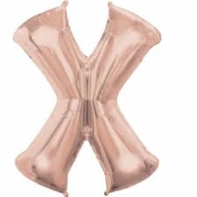 X  betű fólia lufi, rose gold, 86 cm