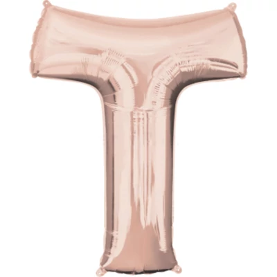 T betű fólia lufi, rose gold, 86 cm
