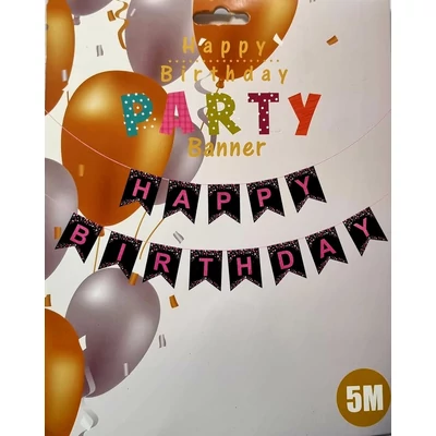 Happy Birthday banner, zászlófüzér- 5m kék