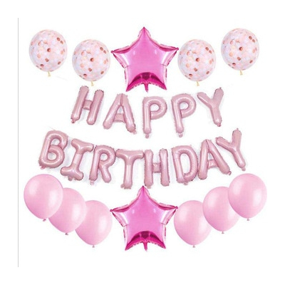 Lufi szett rózsaszíin, 25 db- Happy Birthday