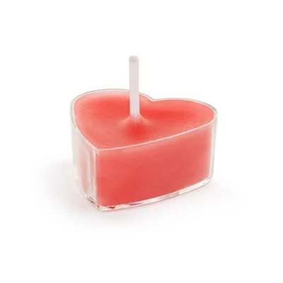 Piros szív mécses, 10 db