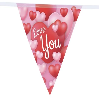 Szívecskés zászlófüzér Love You felirattal