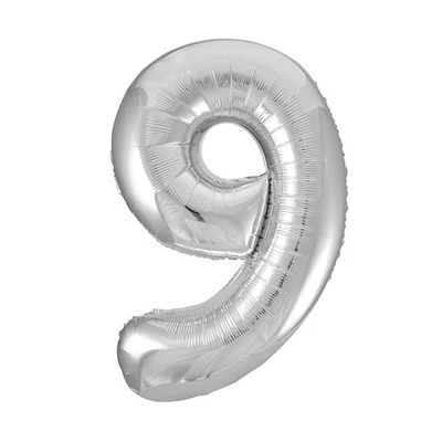 9-es számos lufi ezüst 110 cm