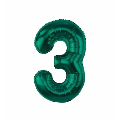 Zöld -3 as szám fólia lufi 85 cm