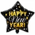 Happy  new year  fekete csillag fólia lufi 57 cm x 70 cm 