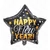 Happy  new year  fekete csillag fólia lufi 57 cm x 70 cm 