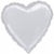 Szív alakú fólia lufi, fehér, 45 cm
