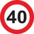 40-es Sebességkorlátozó kresztábla, 40 cm