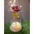 FÉM RÓZSA ÜVEGBÚRÁBAN,piros ,LED VILÁGÍTÁSSAL, 16 CM