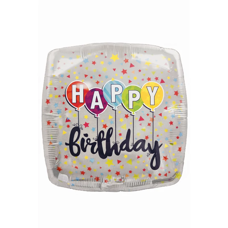 Színes lufis Happy Birthday fólia lufi 45 cm