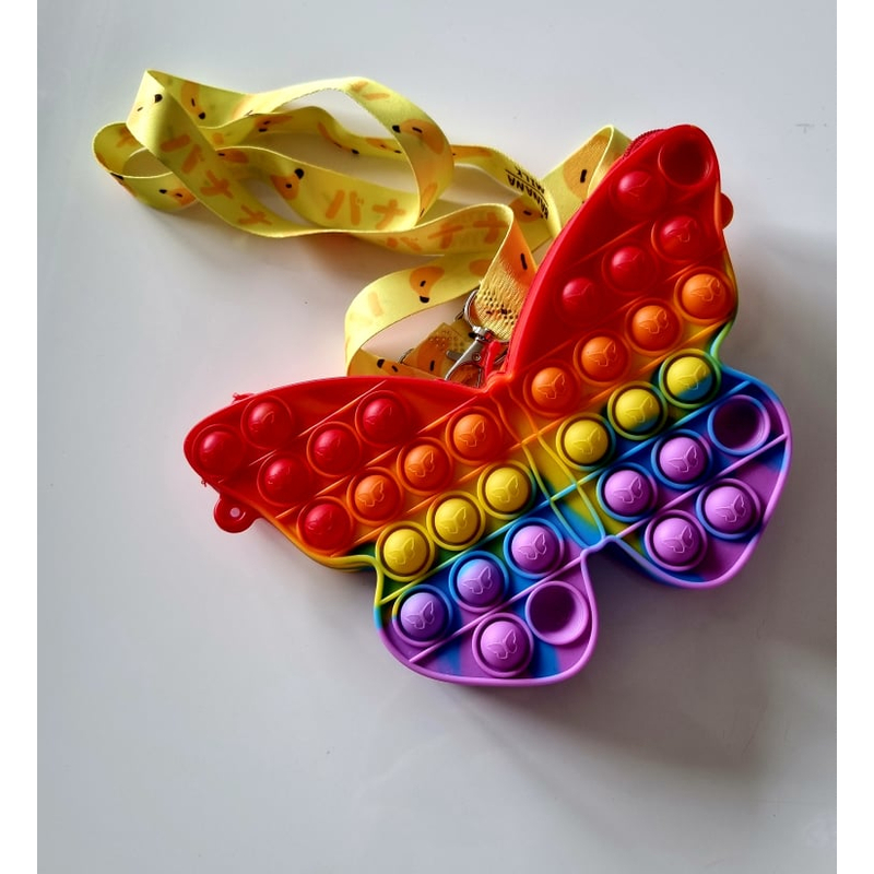 Pillangó pop it táska, 19 cm - színes