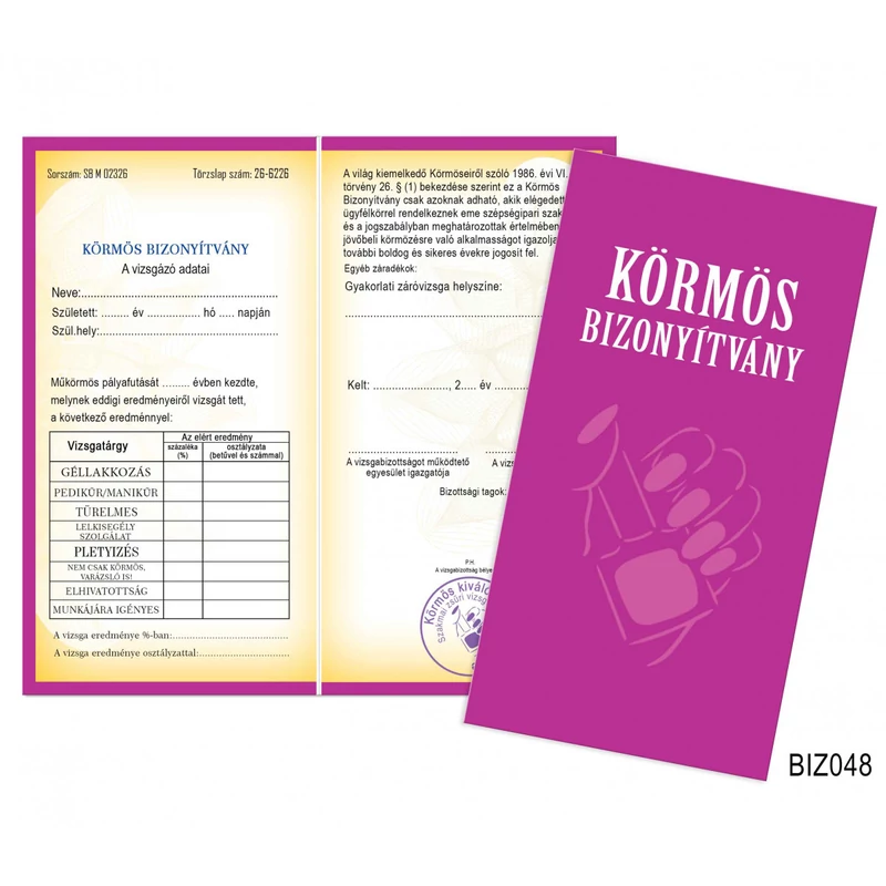 Vicces bizonyítvány - Körmös bizonyítvány