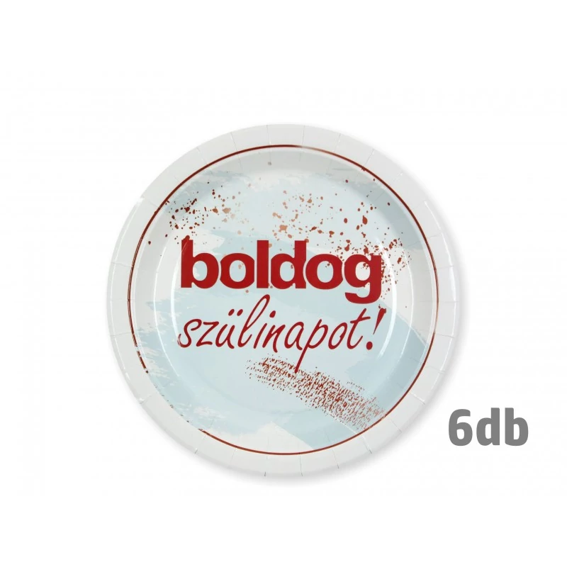 Boldog szülinapot papírtányér kék árnyalattal  6 db  22.5 cm 