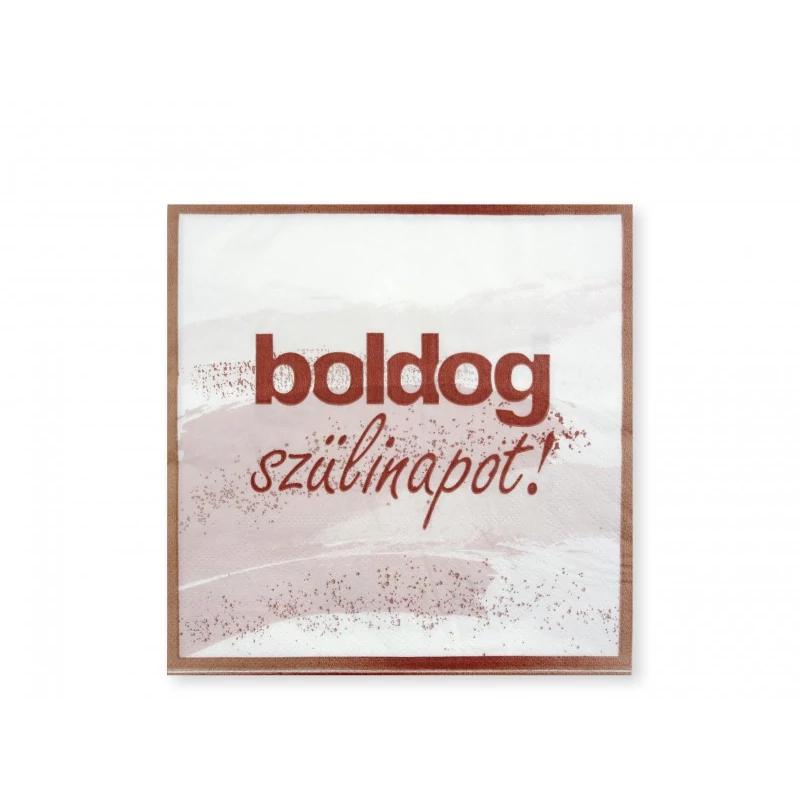 Boldog szülinapot  szalvéta rózsaszín 16 db  33 x 33cm 