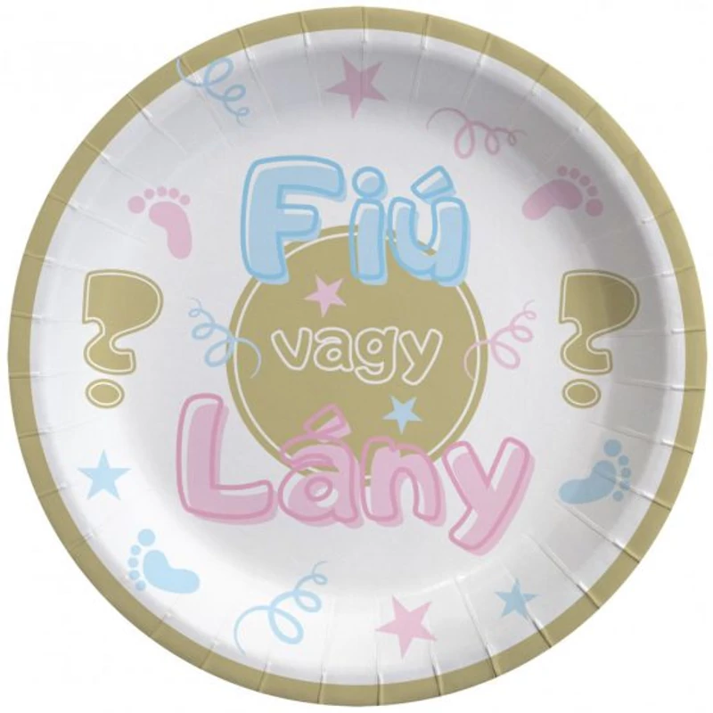 Fiú vagy lány party tányér, 8 db 23 cm