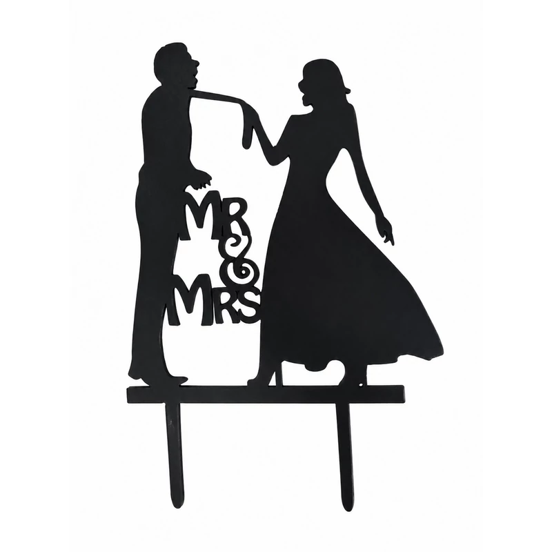 Mr és Mrs - fekete alakos - torta dekoráció