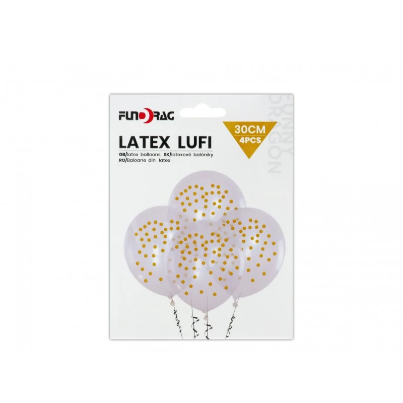 Arany pöttyös latex lufi, 4 db 