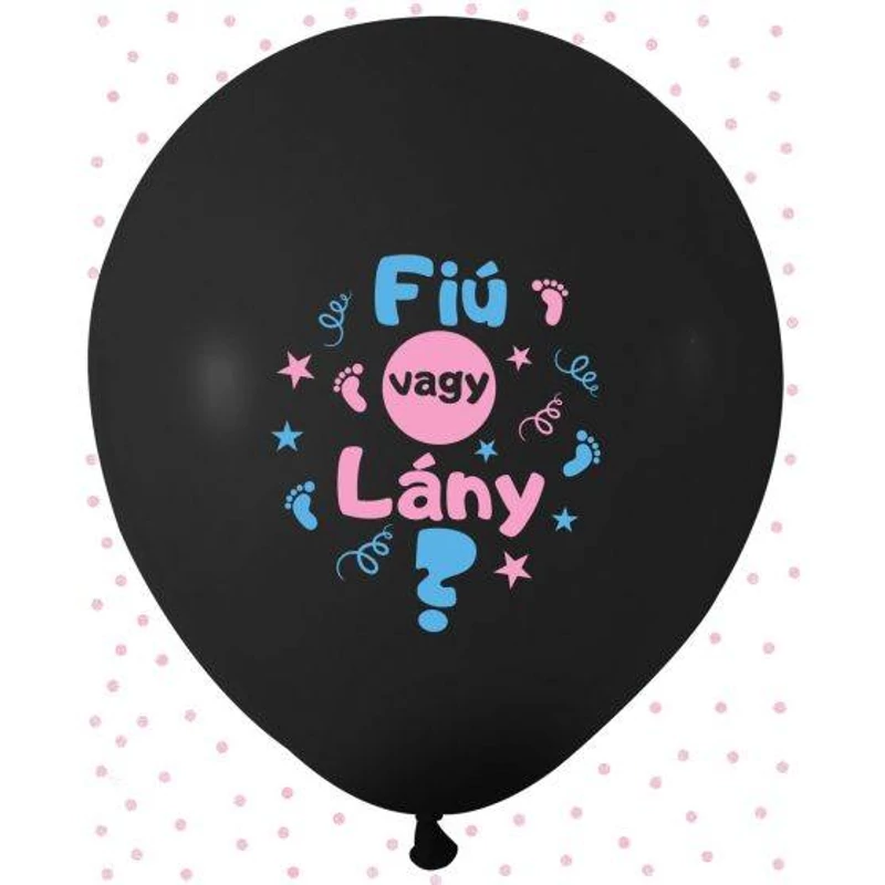 Babaváró fekete latex lufi  lányos  45 cm 