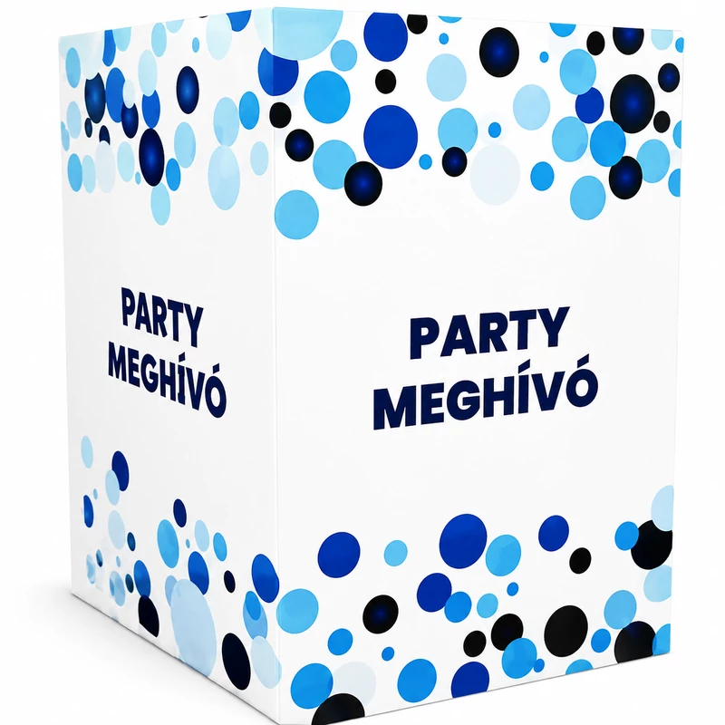 Party meghívó - kék konfetti mintával - 1 db